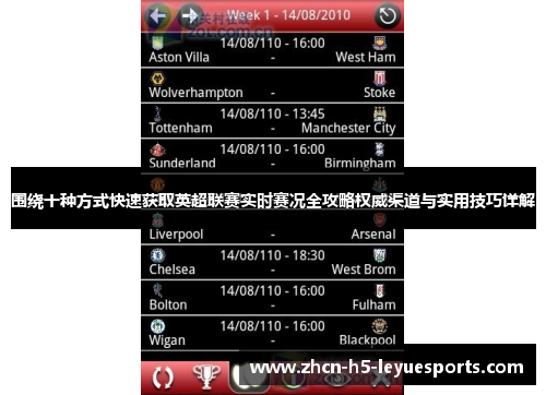 围绕十种方式快速获取英超联赛实时赛况全攻略权威渠道与实用技巧详解 围绕十种方式快速获取英超联赛实时赛况全攻略权威渠道与实用技巧详解